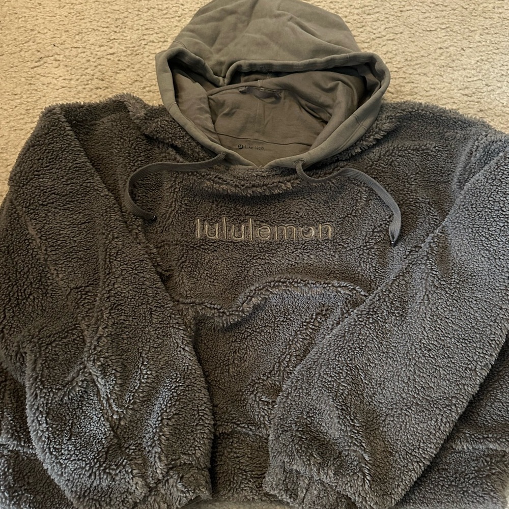 Lululemon Textured Fleece embroidered Logo hoodie- Smoked Spruce